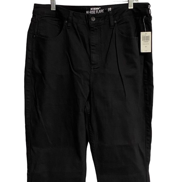 NWT HT Denim Flared Bell Bottom Jeans Size 19 Black Hi-Rise Grunge Y2K Urban - Picture 5 of 16